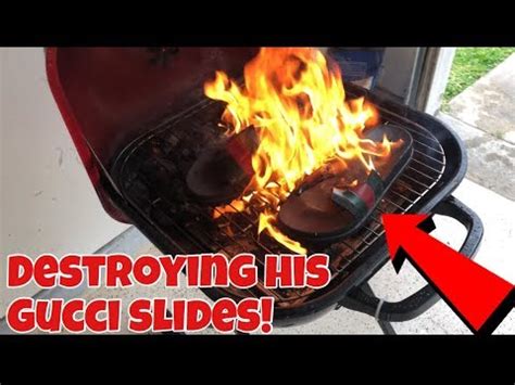 gucci slides prank|DESTROYING GUCCI SLIDES PRANK ON TRAY!!! .